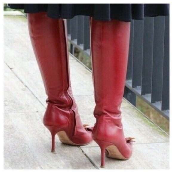 🎁 Jimmy Choo Red High Boots 38 - Picture 3 of 6